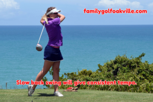 Lady golfer using golf swing tempo drills